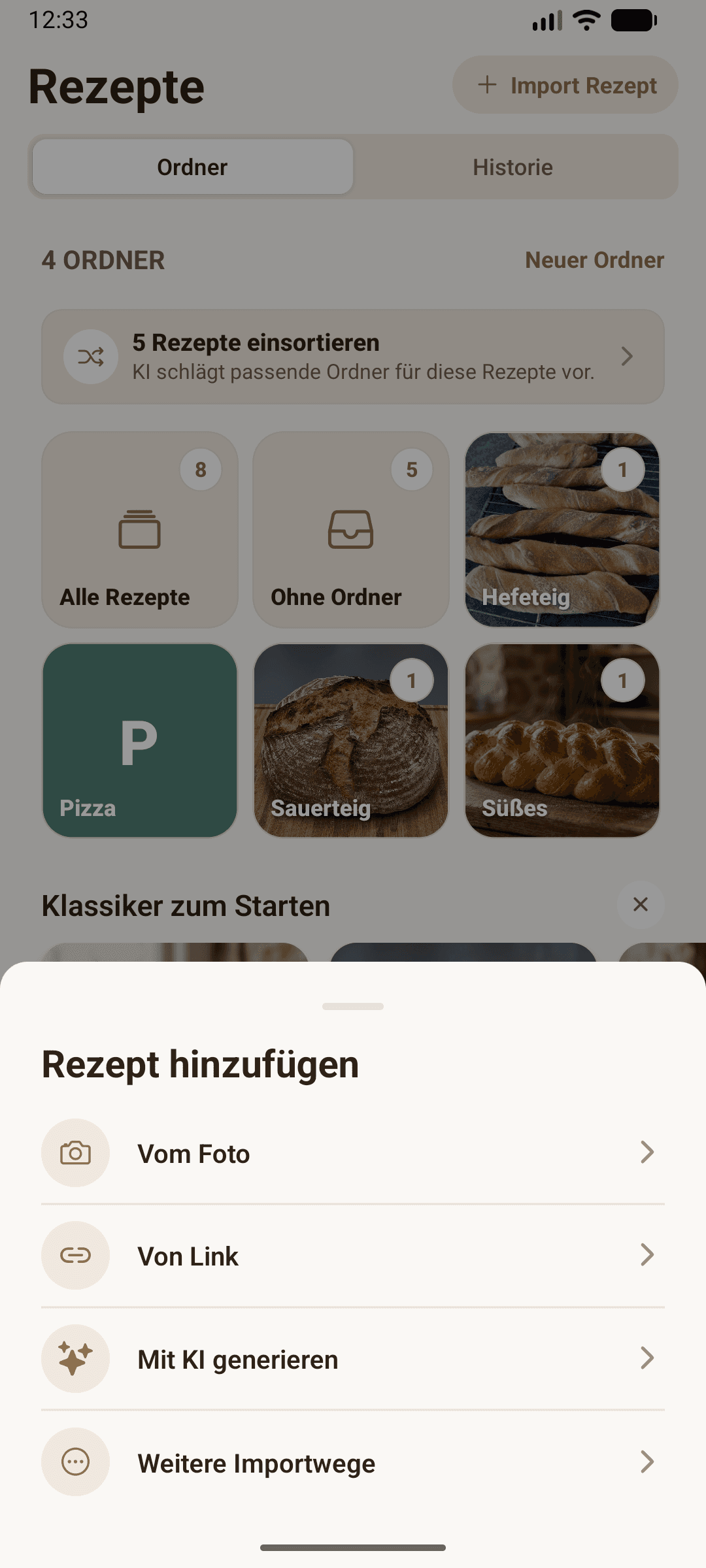 Rezeptimport-Sheet in proofit