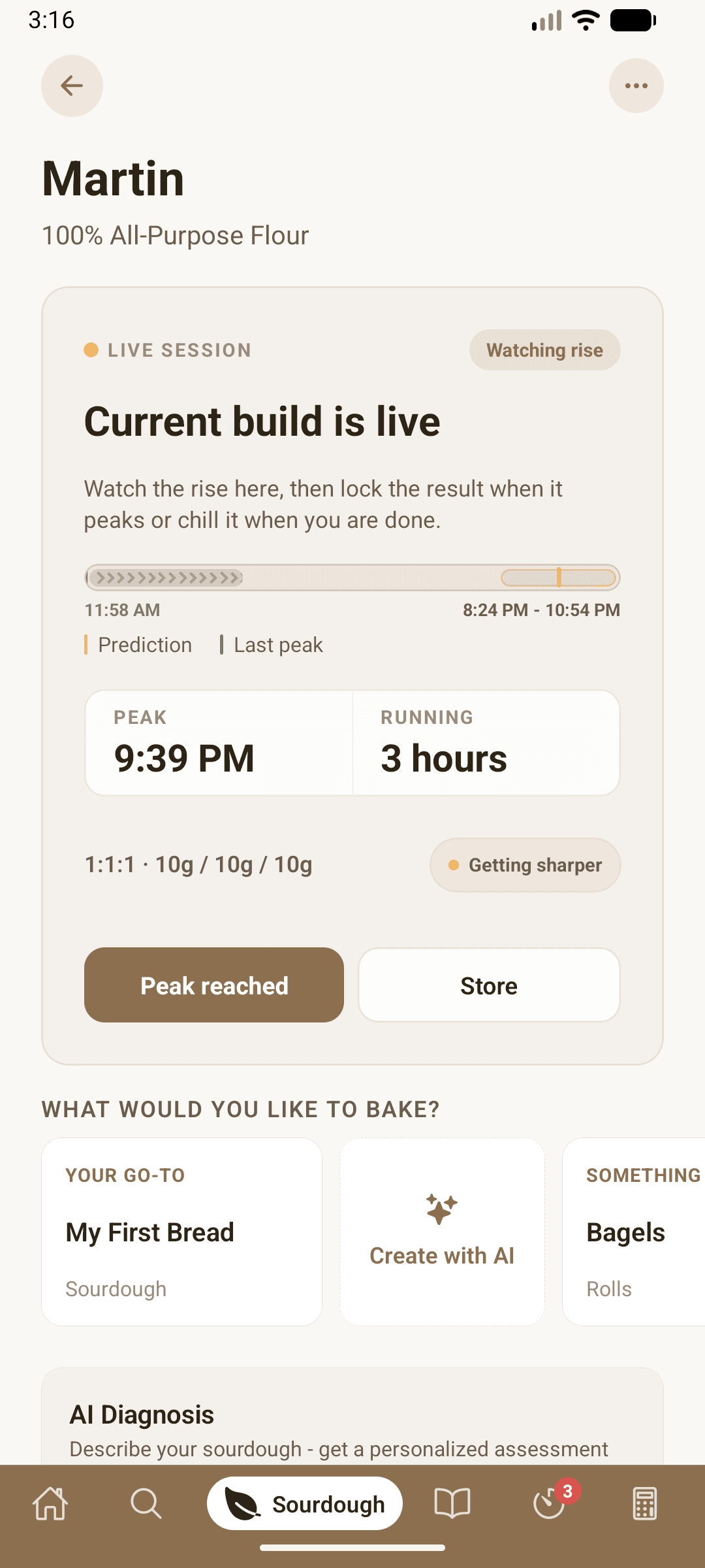 Starter peak tracking in proofit