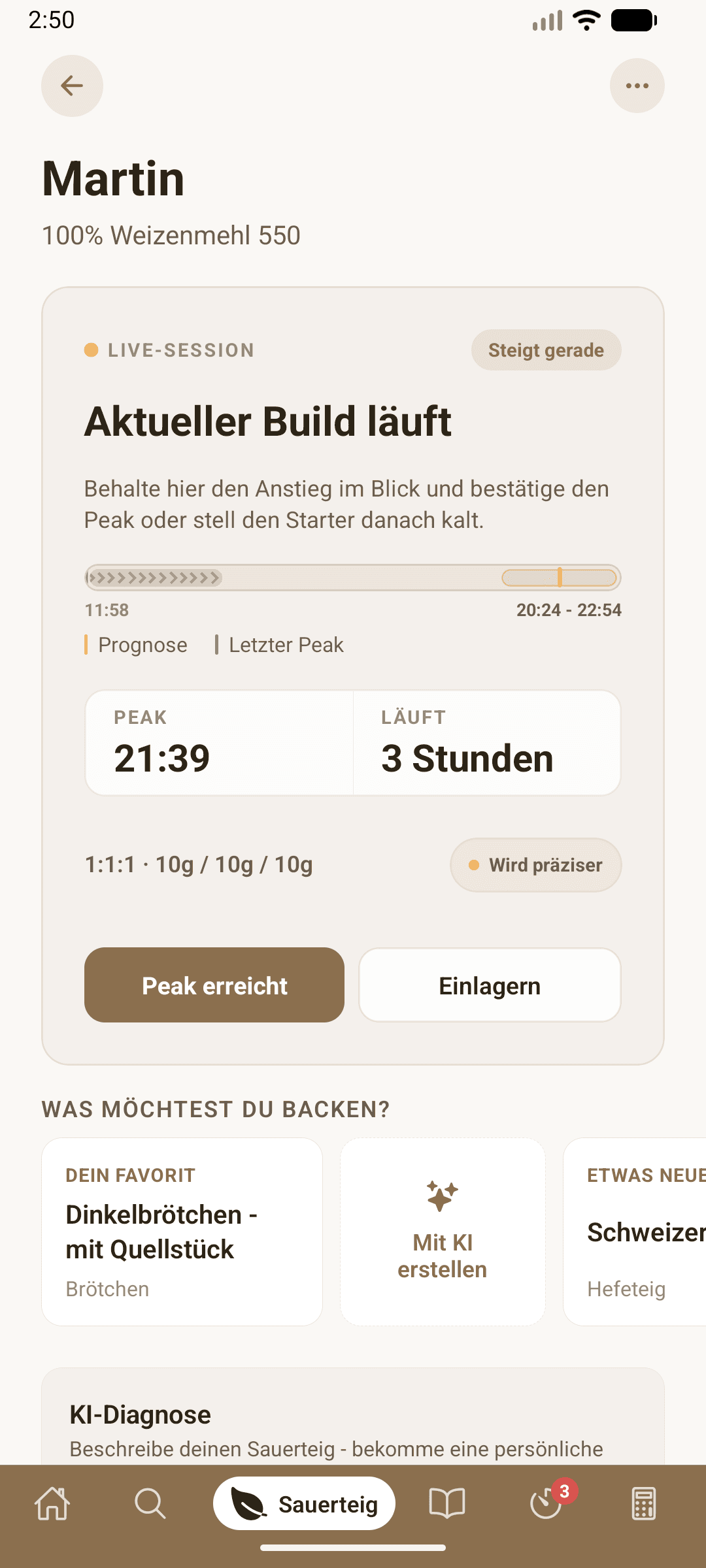 Starter-Peak-Tracking in proofit