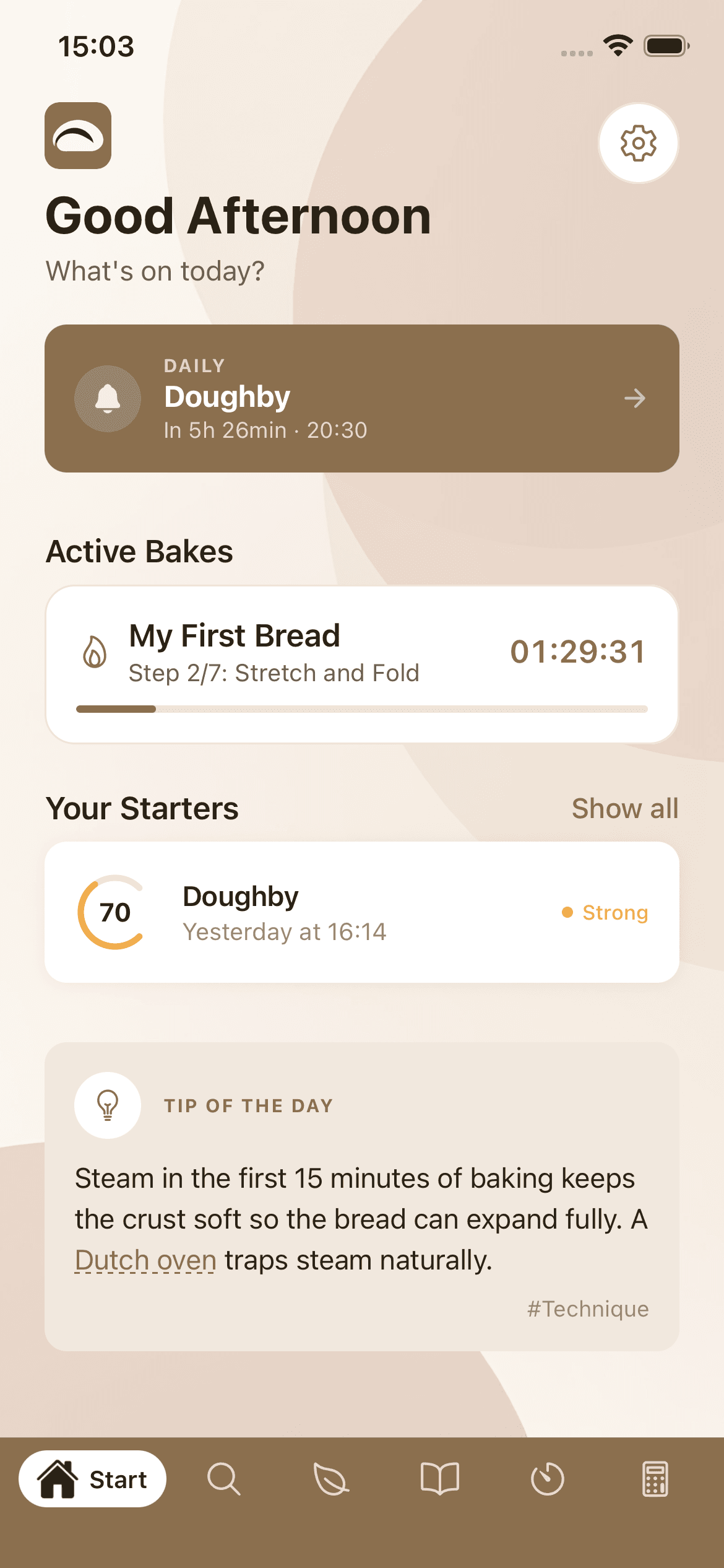 proofit sourdough starter tracker app — dashboard overview